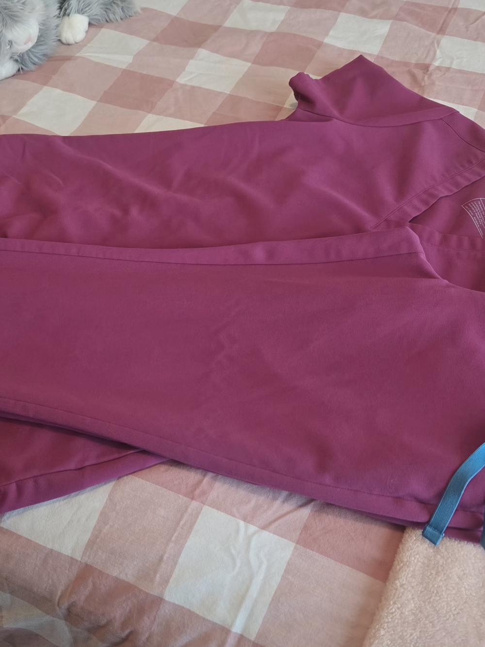 Figs Women's Scrub Top and Pants in Raspberry